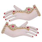 Tehzeeb Creations Designer Magenta Color Gold-Polished Dulhan Choker Bridal Set with sheeshpatti for Girls & Women | Grocsy