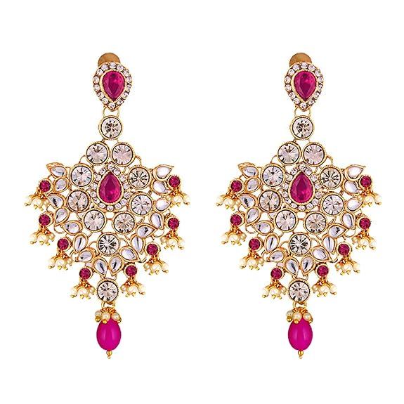 Tehzeeb Creations Designer Magenta Color Gold-Polished Dulhan Choker Bridal Set with sheeshpatti for Girls & Women | Grocsy