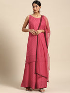 All About You Women Pink Printed Kurta with Palazzos & Dupatta | Grocsy