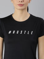 MKH Women Black Typography Printed Dri-FIT Sports T-shirt | Grocsy