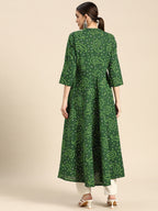 Sangria Women Green Bandhani Printed Anarkali Kurta | Grocsy