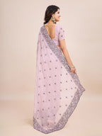 kasee Floral Embroidered Pure Chiffon Ready to Wear Saree | Grocsy