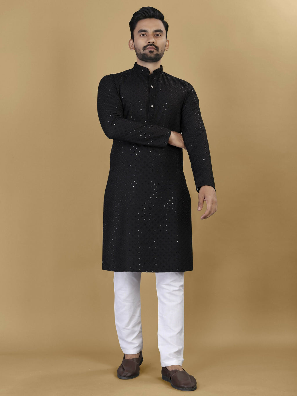 Anaita Black Embroidered Rayon Straight Kurta | Grocsy