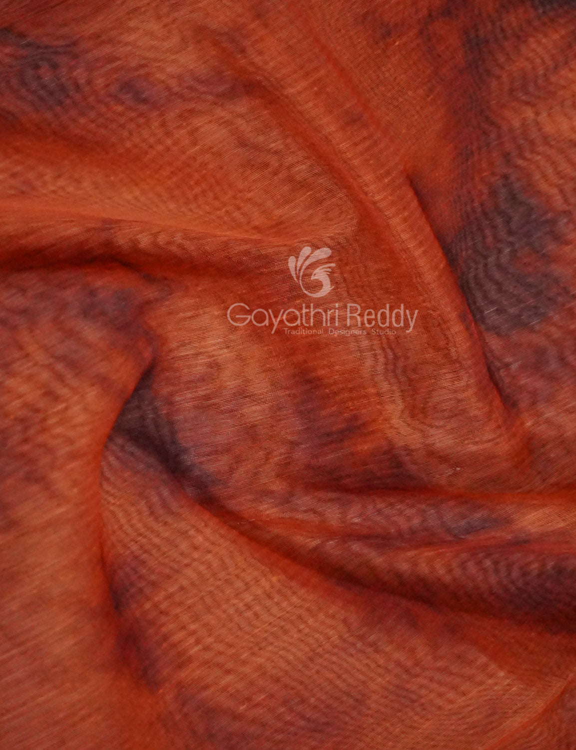 Shades of Orange Colour Shibori Print Semi Chanderi Saree By Gayathri Reddy Designer Studio | Grocsy