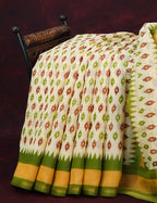 Combo of White and Green Patan Patola Semi Chanderi Saree By Gayathri Reddy Designer Studio | Grocsy