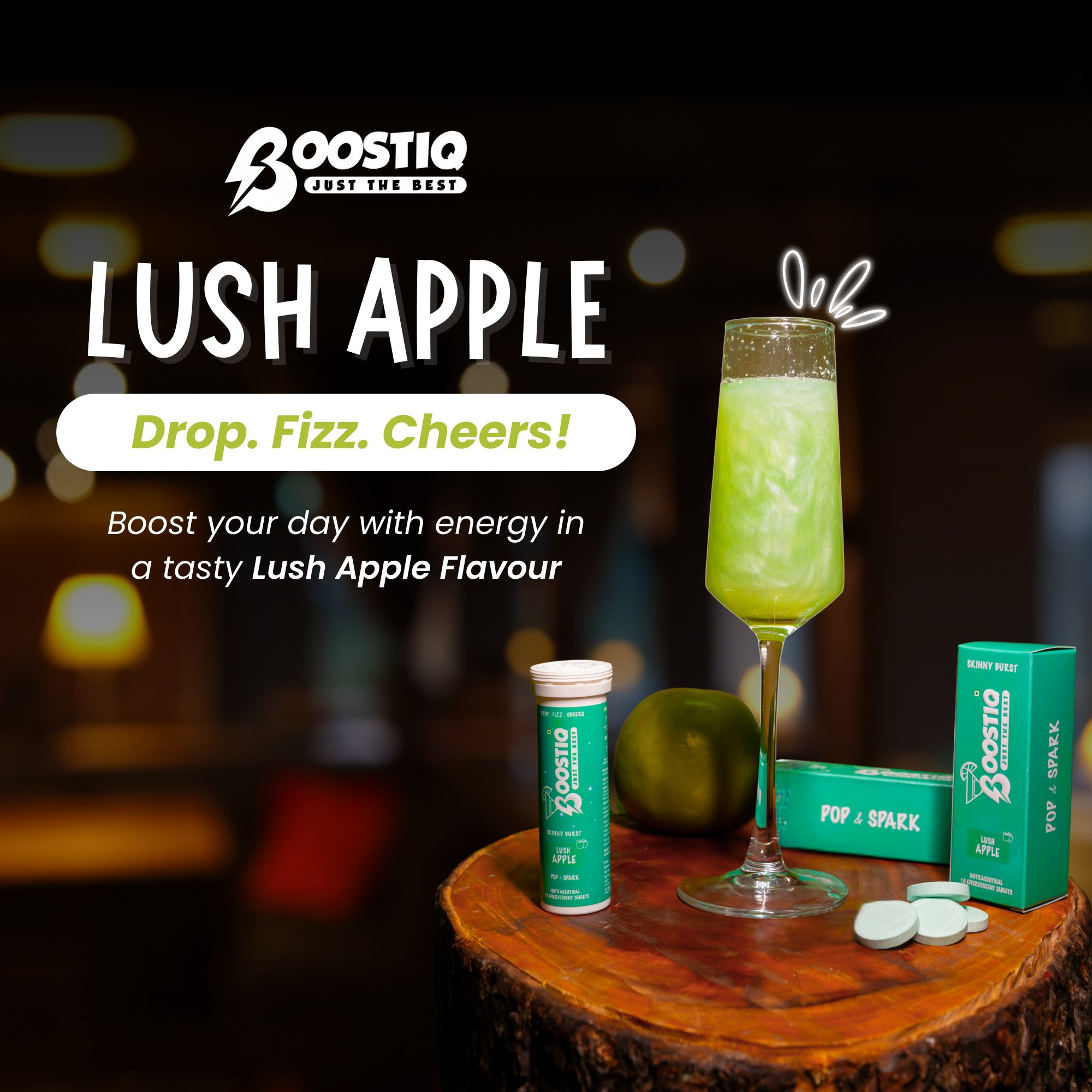 BOOSTIQ Pop & Spark Effervescent Tablets - Lush Apple | Grocsy