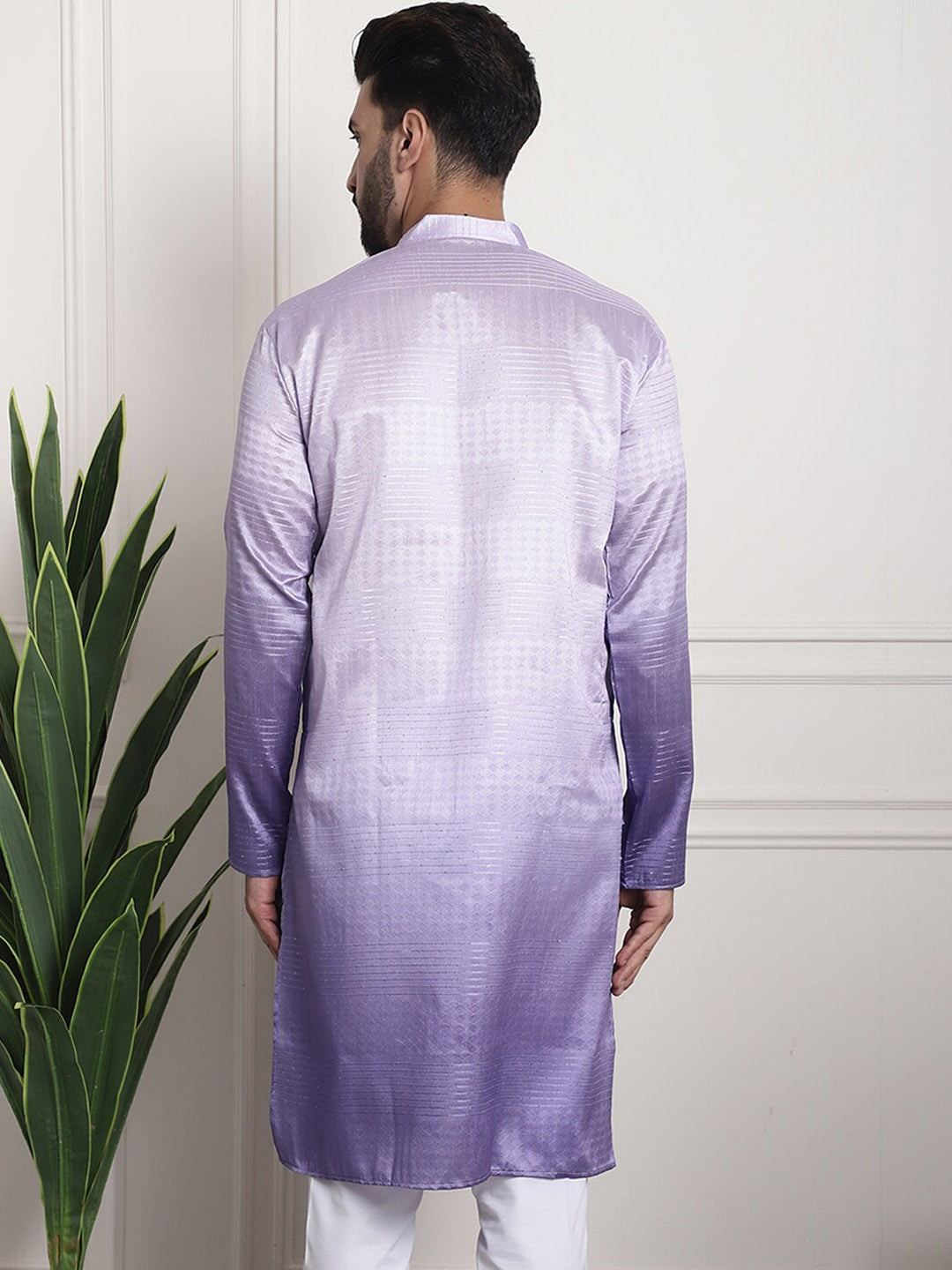 Sojanya Woven Design Mandarin Collar Silk Cotton Kurta | Grocsy