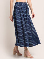 TAG 7 Women Navy Blue Ethnic Motif Printed Cotton Palazzo | Grocsy