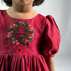 ArthLife Maroon Wreath Partywear Dress | Grocsy