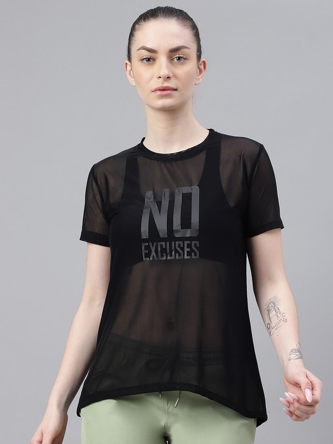 MKH Typography Printed Drop-Shoulder Sleeves Dri-FIT T-shirt | Grocsy