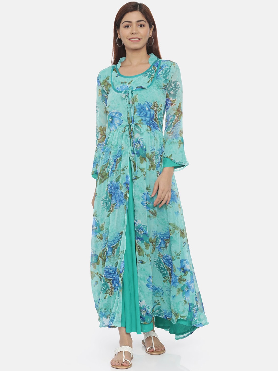 Souchii Blue Printed Maxi Dress | Grocsy