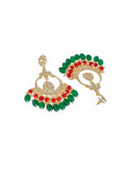 Shoshaa Green Contemporary Kundan Chandbalis Earrings | Grocsy