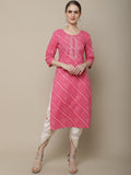 Sangria Women Pink Leheriya Striped Kurta | Grocsy
