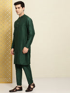 House of Pataudi Men Sequinned Rozana Kurta with Pyjamas | Grocsy