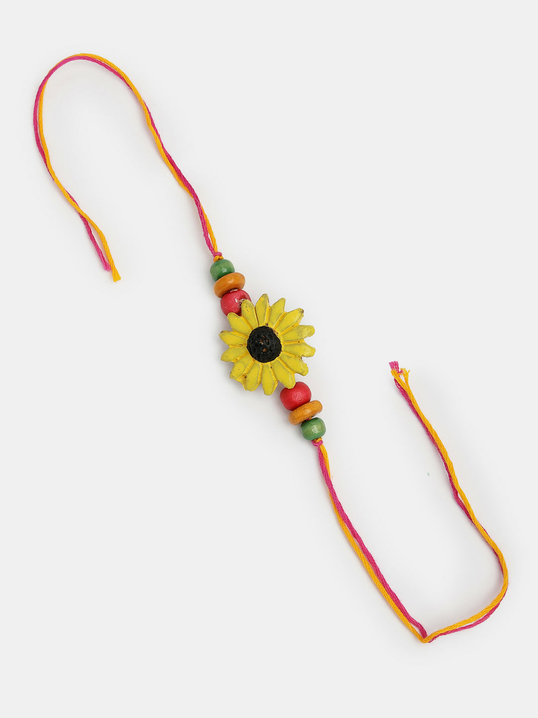 NVR Women & Men Set of 2 Red & Yellow Mirror Work Handcrafted Bhaiya Bhabi Rakhi With Roli Chawal | Grocsy