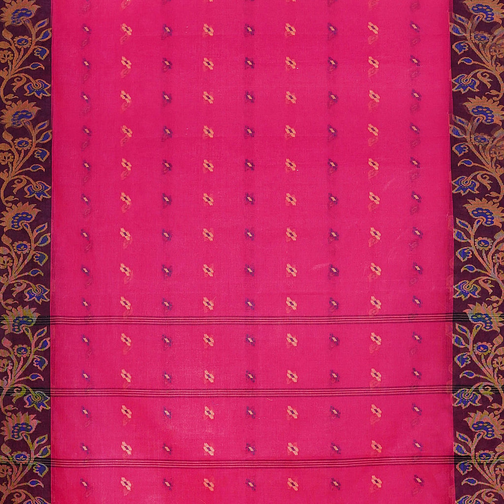 Exclusive Collection 100% Pure Cotton Pink Tant Saree With Hand Weaving Work | Grocsy