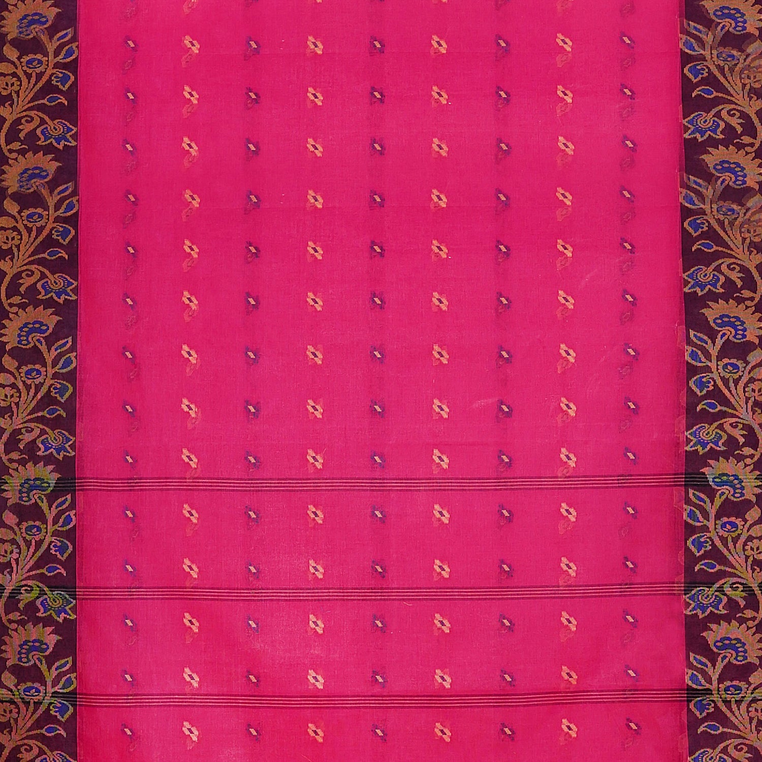 Exclusive Collection 100% Pure Cotton Pink Tant Saree With Hand Weaving Work | Grocsy