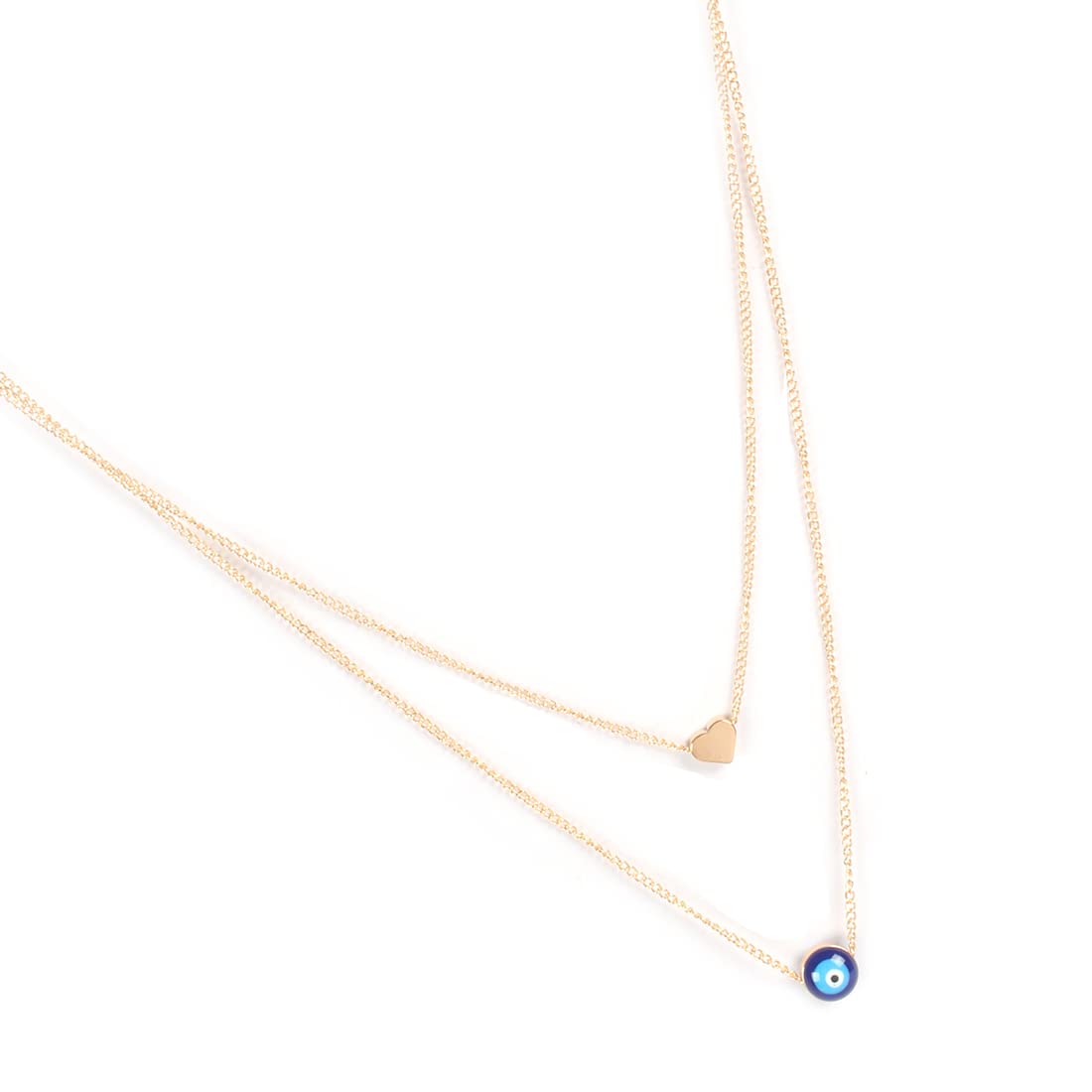 Gold-Toned Alloy Heart & Evil Eye Necklace - The Pari | Grocsy