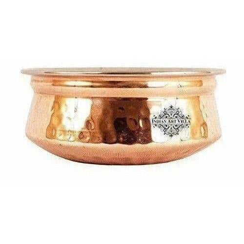 Steel Copper Handi Bowl Hammered Design Serving Dishes - Set of 4 | Grocsy