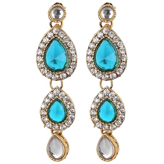 Tehzeeb Creations Traditional Gold-Polished Kundan Necklace Set for Girls & Women | Grocsy