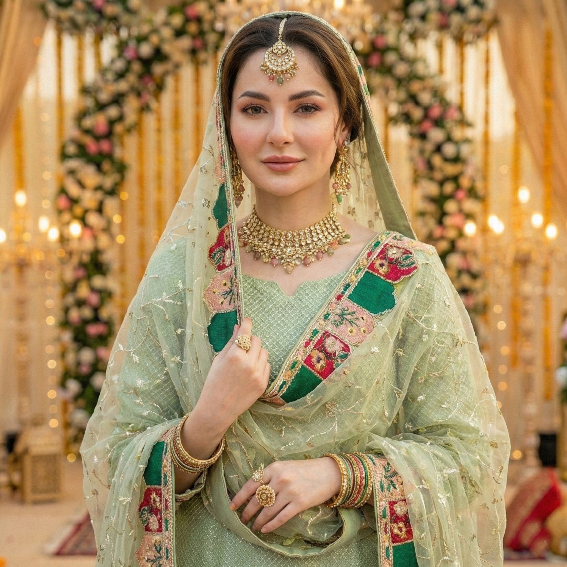 Anaita Green Georgette Stitched Suit With Embroidery & Sequence Work | Grocsy