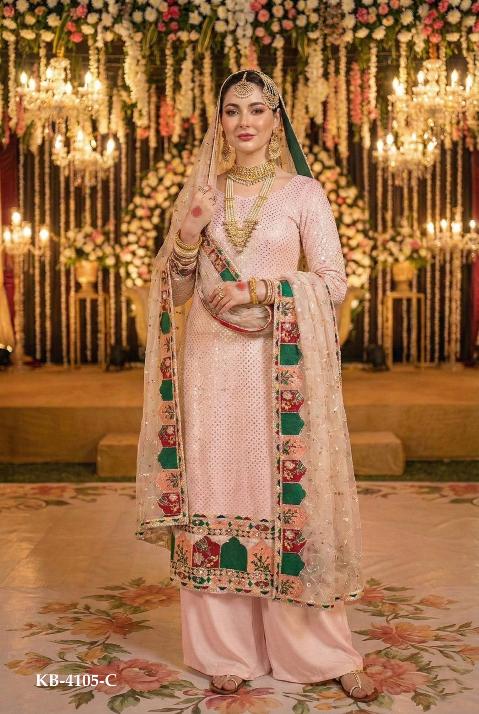 Anaita Pink Georgette Stitched Suit With Embroidery & Sequence Work | Grocsy