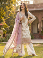 Anaita White Fox Georgette Suit with Embroidery & Khatli Work | Grocsy