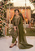 Anaita Mehendi Chiffon Suit with Embroidery & Sequence Work | Grocsy
