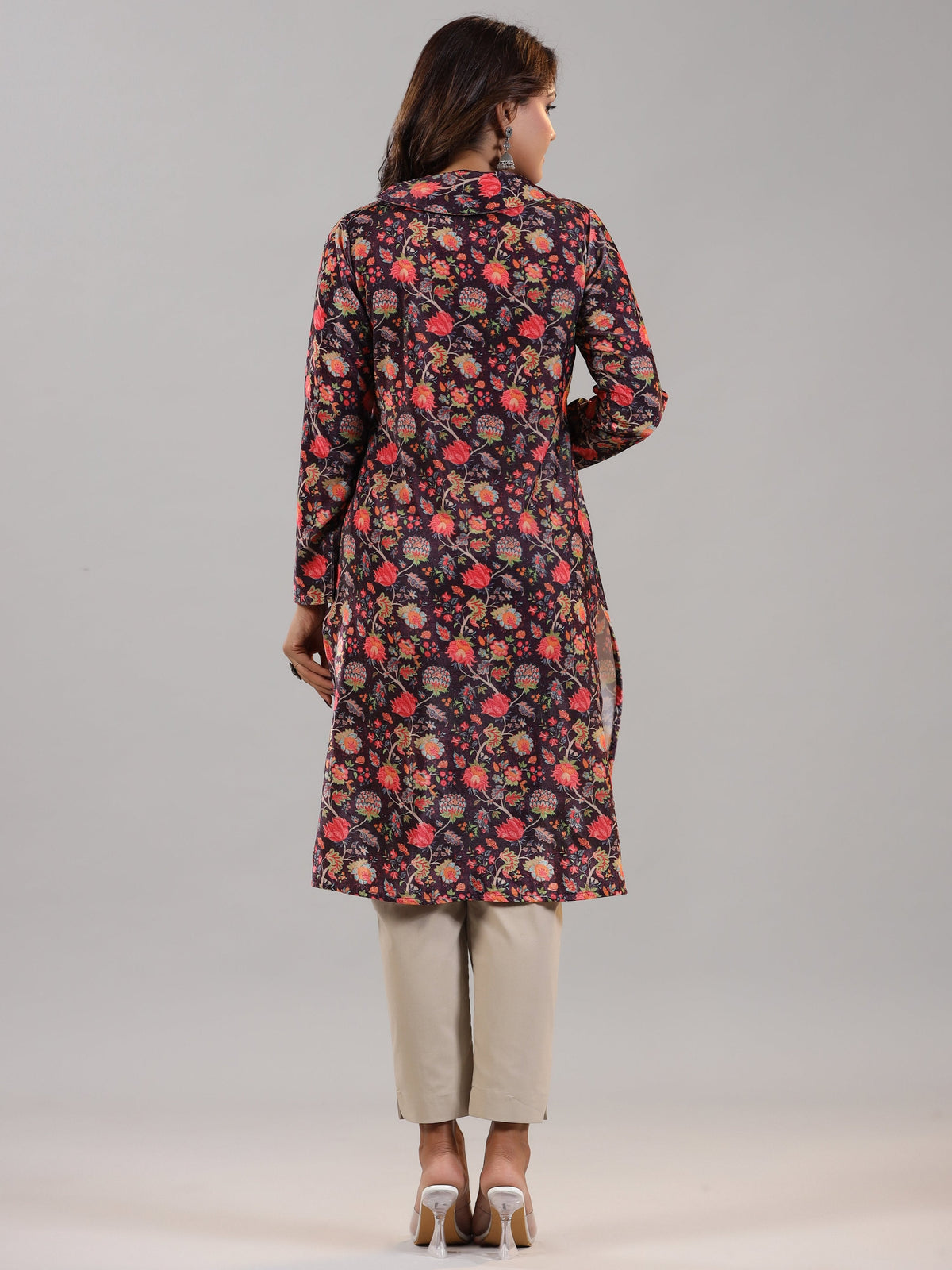 Juniper Women Multi Coloured Velvet Printed Kurta | Grocsy