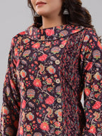 Juniper Women Multi Coloured Velvet Printed Kurta | Grocsy