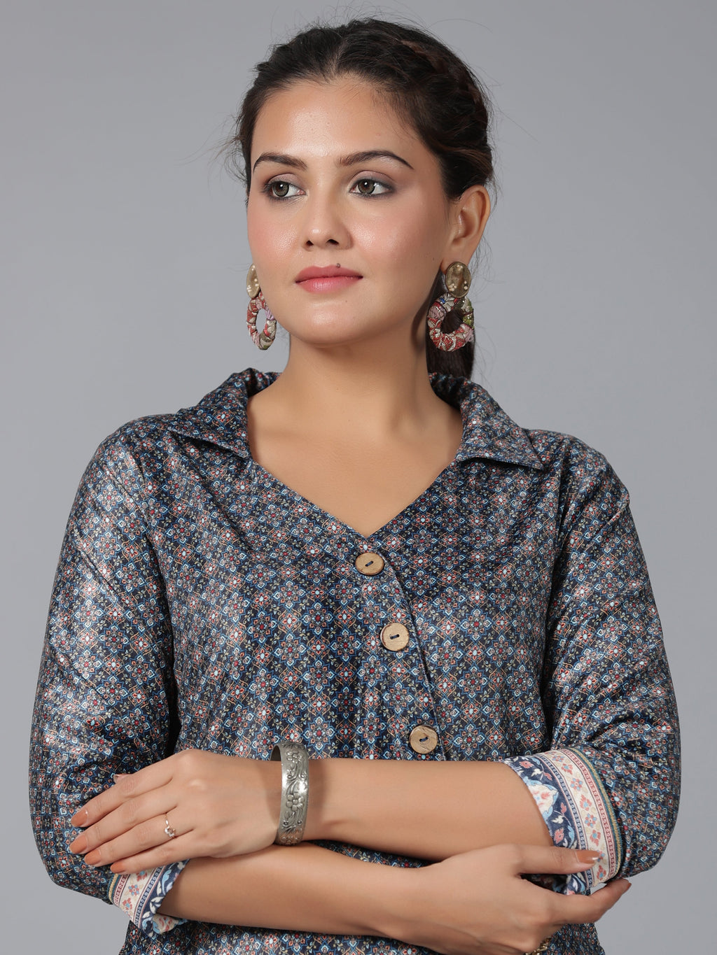 Juniper Women Green Velvet Printed Asymmetric Kurta | Grocsy