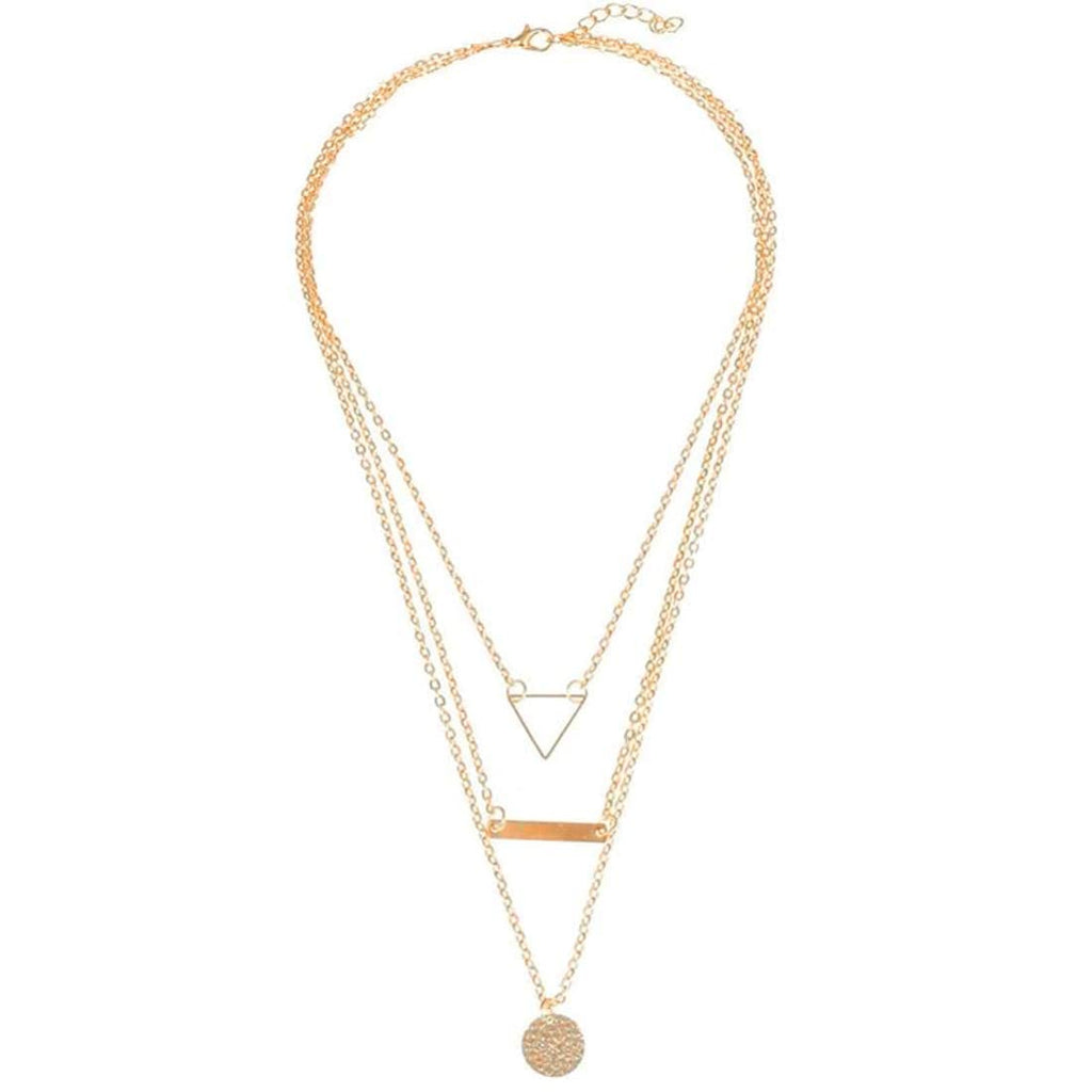 Gold-Toned Alloy Set Of 2 Multi Layer Designer Necklace - The Pari | Grocsy
