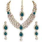 Tehzeeb Creations Traditional Gold-Polished Kundan Necklace Set for Girls & Women | Grocsy
