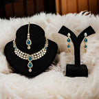 Tehzeeb Creations Traditional Gold-Polished Kundan Necklace Set for Girls & Women | Grocsy