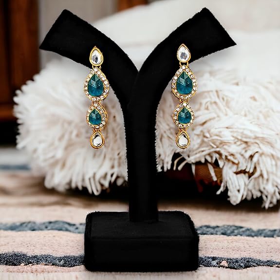 Tehzeeb Creations Traditional Gold-Polished Kundan Necklace Set for Girls & Women | Grocsy