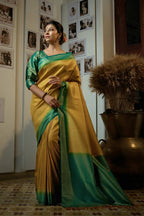Vardha Canary Yellow Golden Zari Kanjeevaram Silk Saree | Grocsy