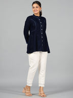 Juniper Women Blue Velvet Solid A-Line Tunic | Grocsy