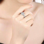 Crystal Royal Queen Sterling Silver Plated Ring | Grocsy