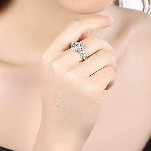 Crystal Royal Queen Sterling Silver Plated Ring | Grocsy
