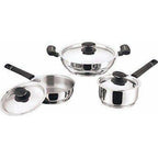 Cookware Stainless Steel - Set of 3 Pieces | Grocsy