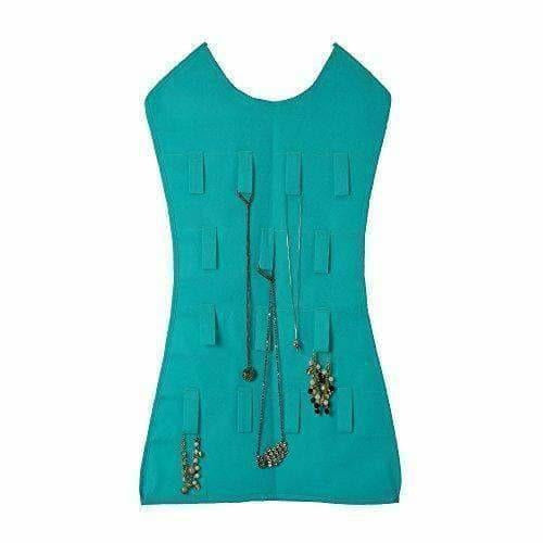 Green Color - Fabric Hanging Dress Double Sided Jewelry Organizer | Grocsy