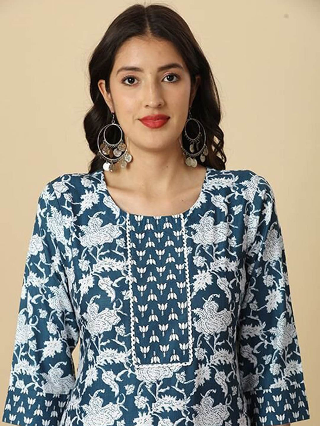 HERE&NOW Floral Printed Regular Kurta with Trousers | Grocsy