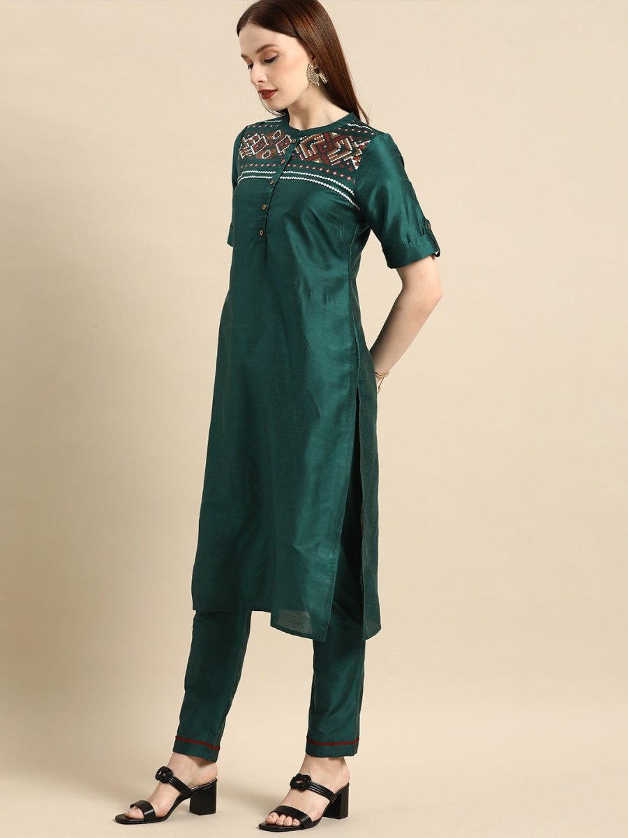 All About You Women Green Kurta with Trousers | Grocsy