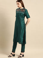 All About You Women Green Kurta with Trousers | Grocsy