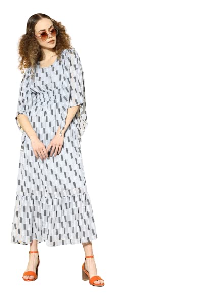 Juniper Women's Women Beautiful Grey Checked Tiered Dress | Grocsy