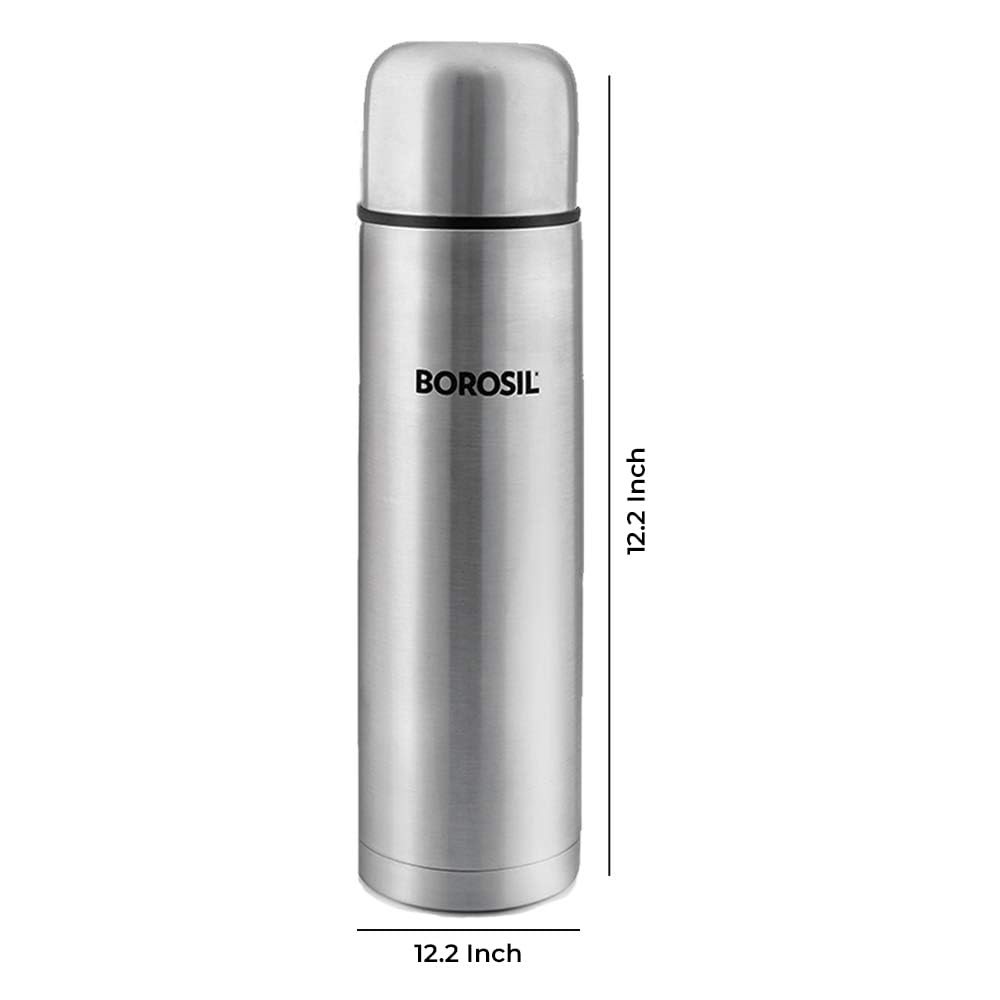 Borosil Hydra Thermo 1000 ml Stainless Steel Water Bottle | Double Wall Vacuum Insulated Flask | Grocsy