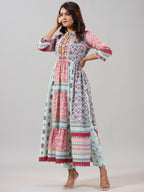 Juniper Women Mint Printed Cotton Kurta & Pants Set | Grocsy