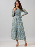 Juniper Women Green Chiffon Printed with Embroidery Jumpsuit | Grocsy