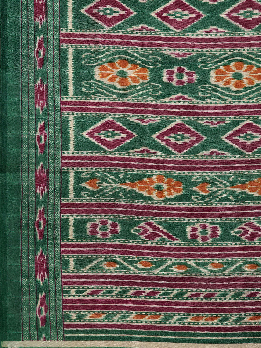 Saree Mall Magenta & Green Printed Bhagalpuri Saree | Grocsy