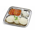 Stainless Steel 3 in 1 Plate with 3 Compartment - Set of 4 | Grocsy